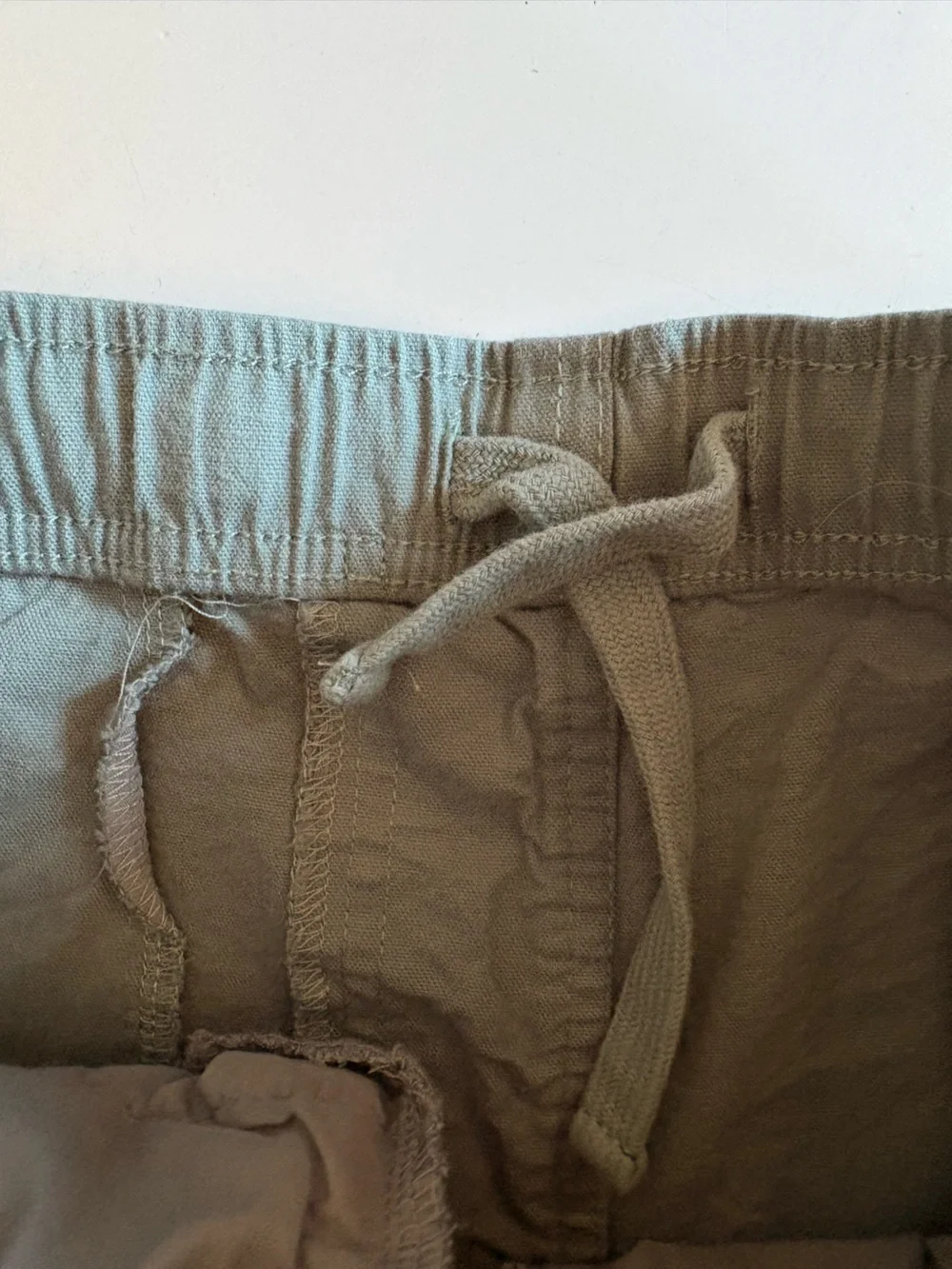 Free Fly || Stretch Canvas Shorts in Shale Green Gray Drawstring Small